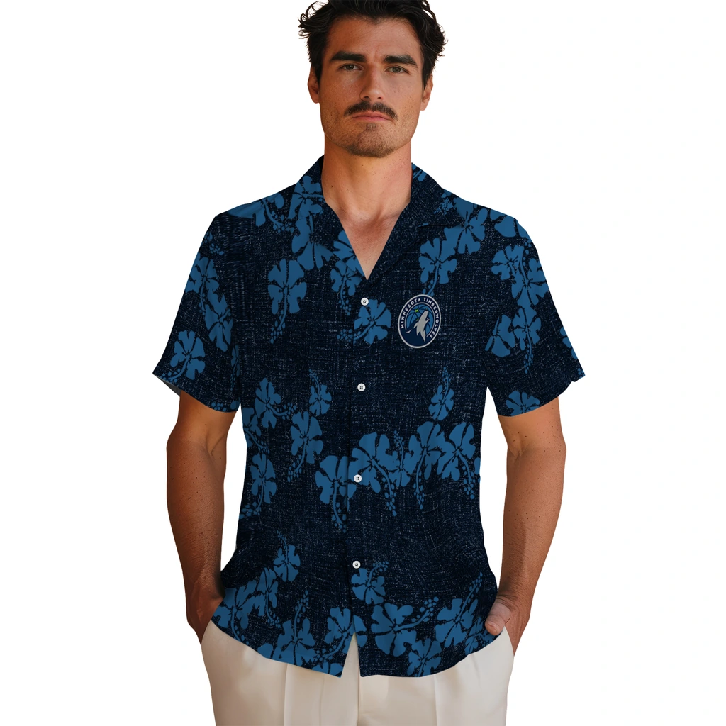 Minnesota Timberwolves Hawaiian Shirt - 50th State Flower minnesota timberwolves hibiscus petals midnight blue hawaiian shirts fashion forward