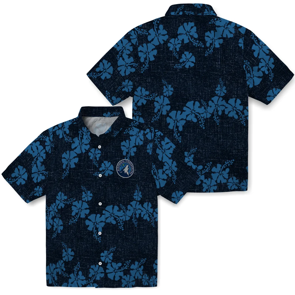 Minnesota Timberwolves Hawaiian Shirt - 50th State Flower minnesota timberwolves hibiscus petals midnight blue hawaiian shirts high quality