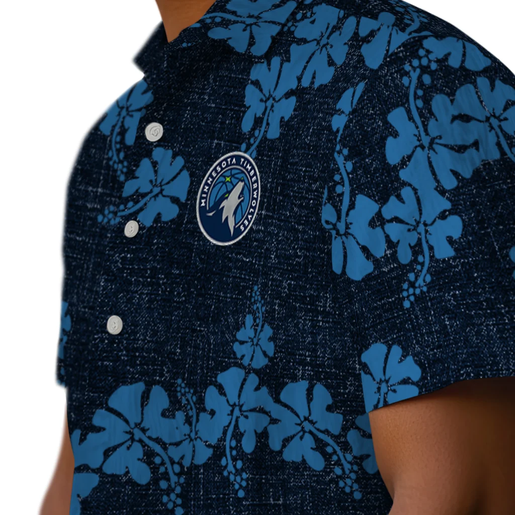 Minnesota Timberwolves Hawaiian Shirt - 50th State Flower minnesota timberwolves hibiscus petals midnight blue hawaiian shirts trendy