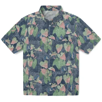 minnesota timberwolves anthurium overlay midnight blue hawaiian shirts best selling