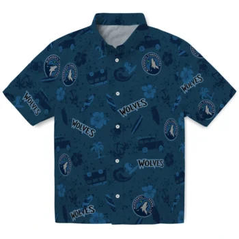 minnesota timberwolves beach vibe navy hawaiian shirts best selling
