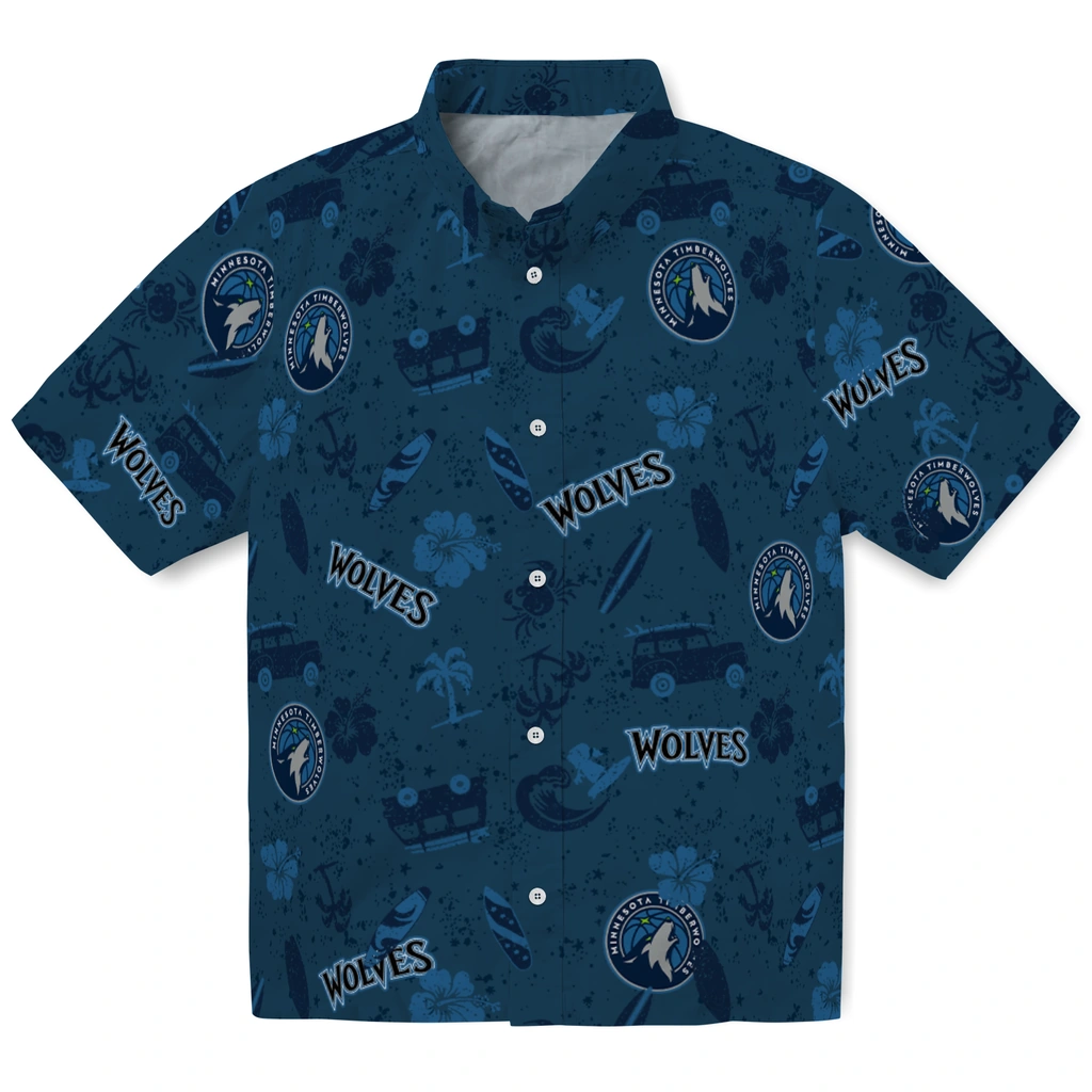 Minnesota Timberwolves Hawaiian Shirt - Beach Vibe minnesota timberwolves beach vibe navy hawaiian shirts best selling