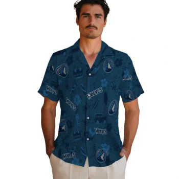 minnesota timberwolves beach vibe navy hawaiian shirts fashion forward