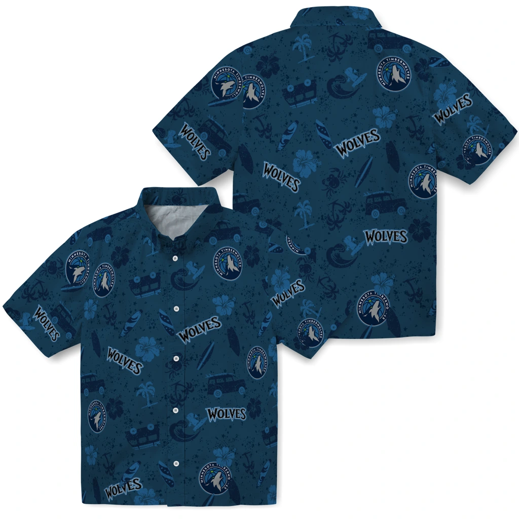 Minnesota Timberwolves Hawaiian Shirt - Beach Vibe minnesota timberwolves beach vibe navy hawaiian shirts high quality