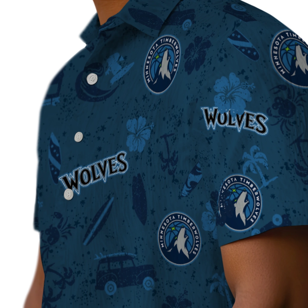 Minnesota Timberwolves Hawaiian Shirt - Beach Vibe minnesota timberwolves beach vibe navy hawaiian shirts trendy