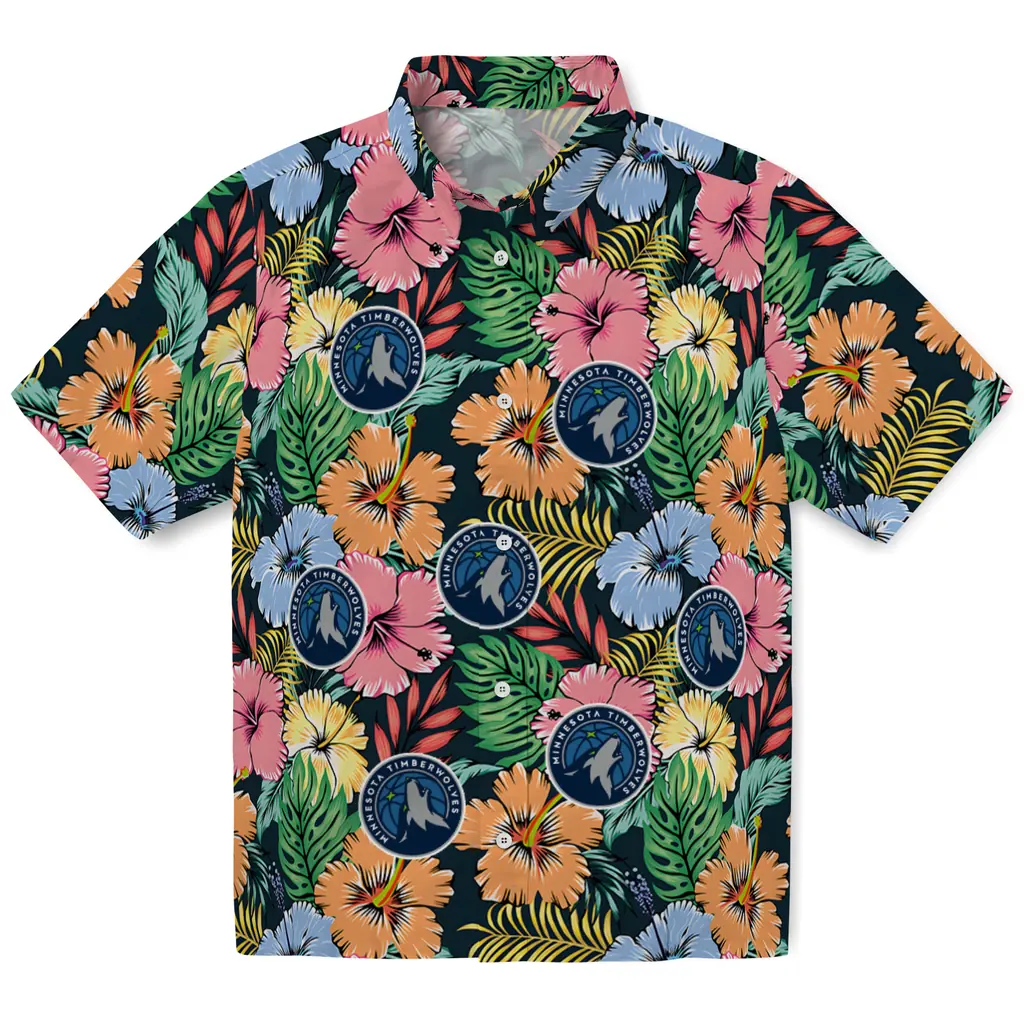 Minnesota Timberwolves Hawaiian Shirt - Brilliant Hibiscus Garden minnesota timberwolves brilliant hibiscus garden hawaiian shirts best selling