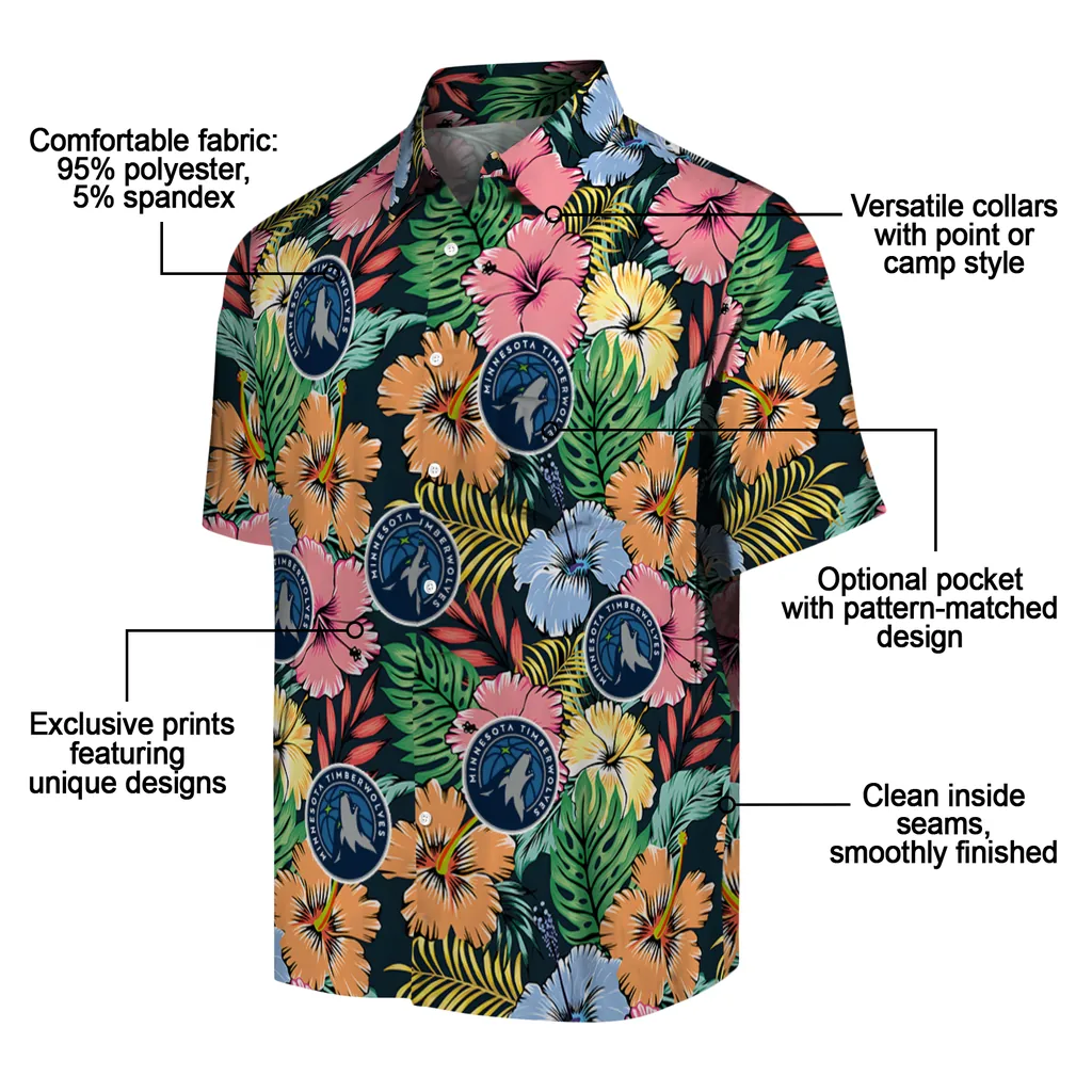 Minnesota Timberwolves Hawaiian Shirt - Brilliant Hibiscus Garden minnesota timberwolves brilliant hibiscus garden hawaiian shirts new arrival