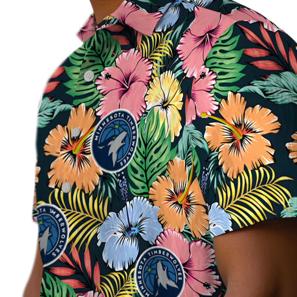 Minnesota Timberwolves Hawaiian Shirt - Brilliant Hibiscus Garden minnesota timberwolves brilliant hibiscus garden hawaiian shirts trendy