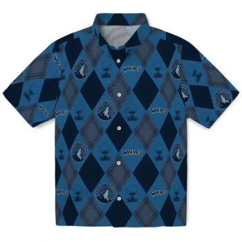 minnesota timberwolves balloon plaid midnight blue hawaiian shirts best selling