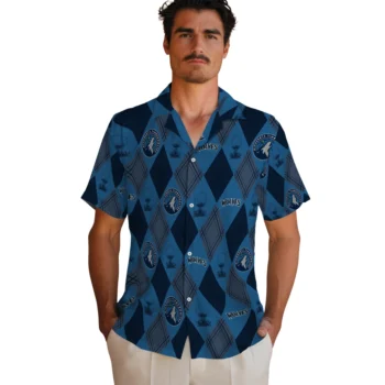 minnesota timberwolves balloon plaid midnight blue hawaiian shirts fashion forward
