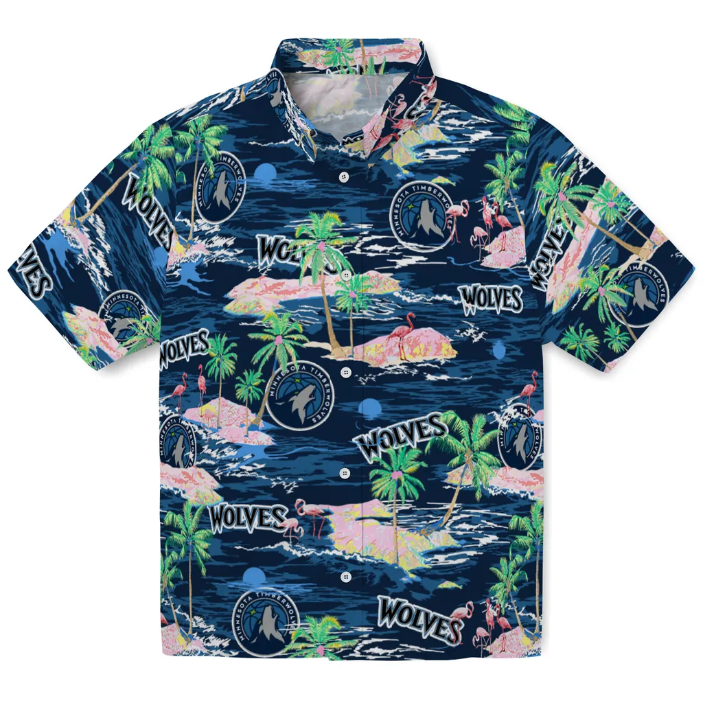 Minnesota Timberwolves Hawaiian Shirt - Hawaii Island minnesota timberwolves flamingo retreat midnight blue hawaiian shirts best selling