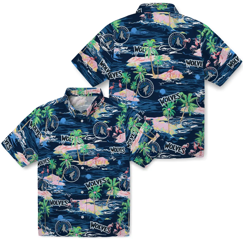 Minnesota Timberwolves Hawaiian Shirt - Hawaii Island minnesota timberwolves flamingo retreat midnight blue hawaiian shirts high quality