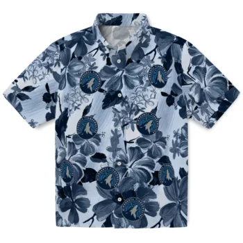 minnesota timberwolves hibiscus arrangement midnight blue hawaiian shirts best selling