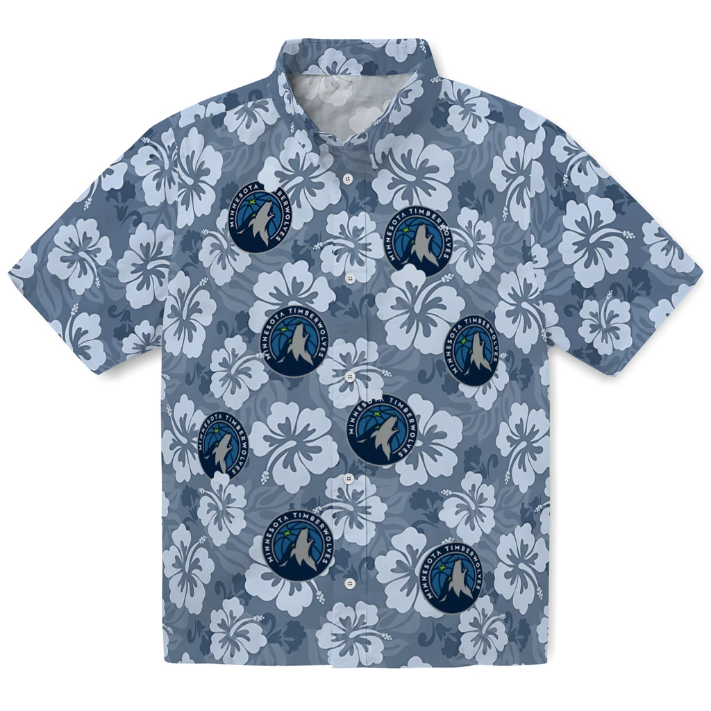 Minnesota Timberwolves Hawaiian Shirt - Hibiscus Cluster minnesota timberwolves hibiscus cluster midnight blue hawaiian shirts best selling