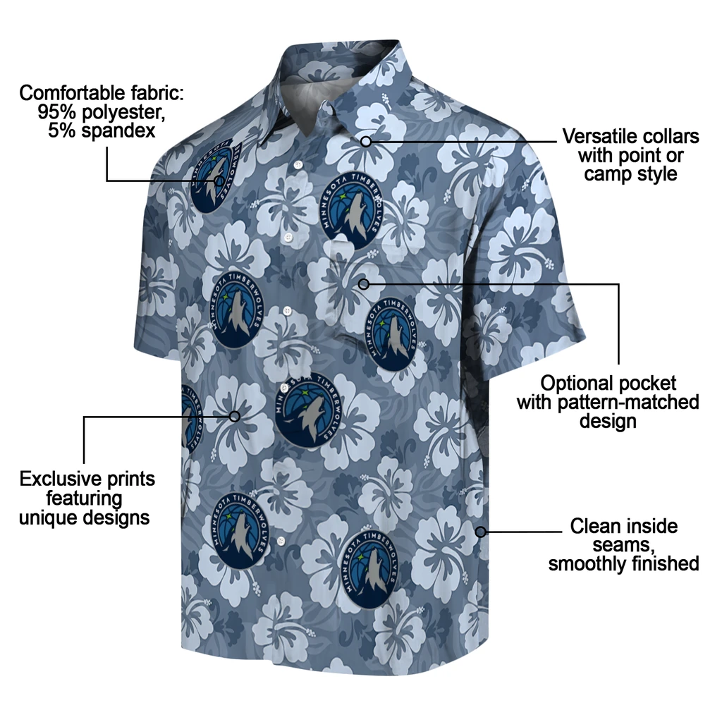 Minnesota Timberwolves Hawaiian Shirt - Hibiscus Cluster minnesota timberwolves hibiscus cluster midnight blue hawaiian shirts new arrival