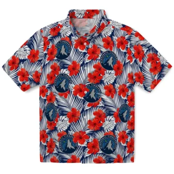 minnesota timberwolves hibiscus fiesta red royal blue hawaiian shirts best selling
