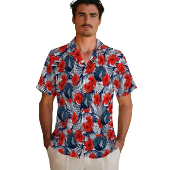 minnesota timberwolves hibiscus fiesta red royal blue hawaiian shirts fashion forward