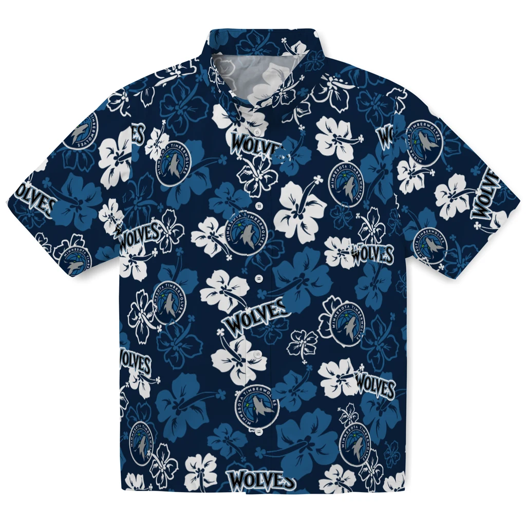 Minnesota Timberwolves Hawaiian Shirt - Hibiscus Flower Design minnesota timberwolves hibiscus bloom midnight blue hawaiian shirts best selling