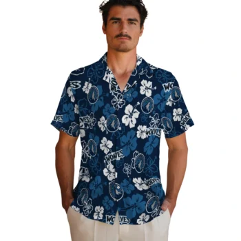 minnesota timberwolves hibiscus bloom midnight blue hawaiian shirts fashion forward