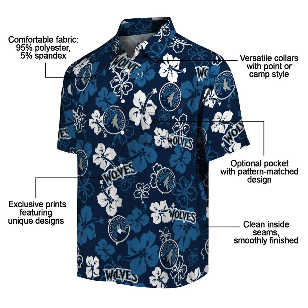 Minnesota Timberwolves Hawaiian Shirt - Hibiscus Flower Design minnesota timberwolves hibiscus bloom midnight blue hawaiian shirts new arrival
