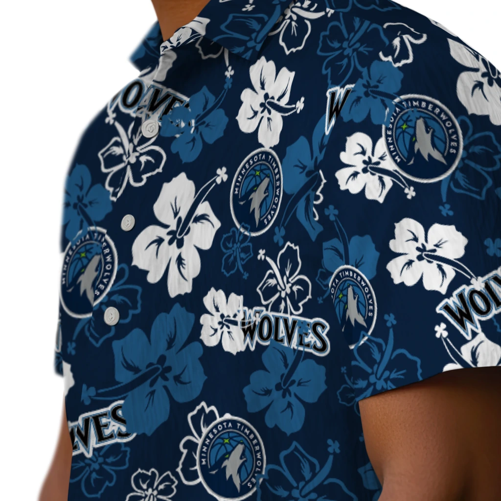 Minnesota Timberwolves Hawaiian Shirt - Hibiscus Flower Design minnesota timberwolves hibiscus bloom midnight blue hawaiian shirts trendy