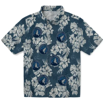 minnesota timberwolves hibiscus flowers navy blue hawaiian shirts best selling