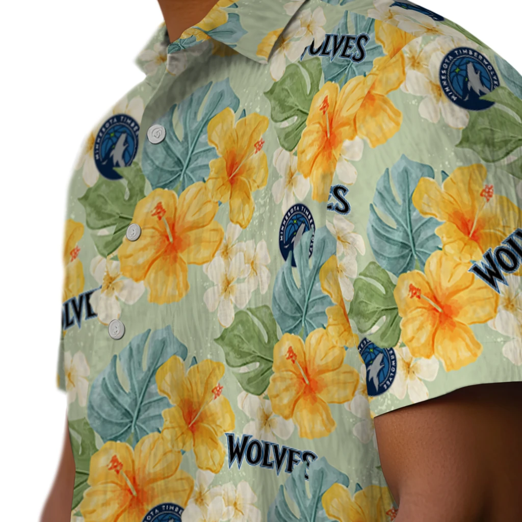 Minnesota Timberwolves Hawaiian Shirt - Hibiscus Mood minnesota timberwolves hibiscus mood pale lime yellow hawaiian shirts trendy