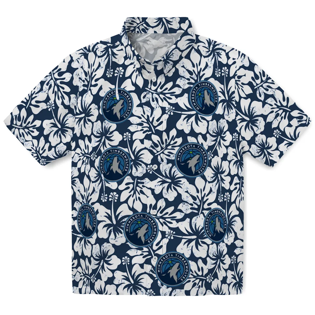 Minnesota Timberwolves Hawaiian Shirt - Hibiscus Motif minnesota timberwolves hibiscus motif midnight blue white hawaiian shirts best selling