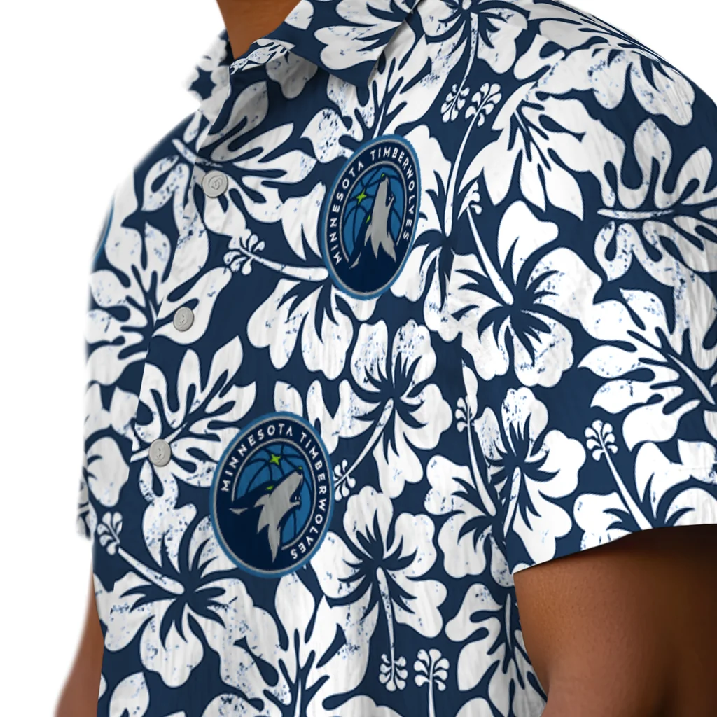 Minnesota Timberwolves Hawaiian Shirt - Hibiscus Motif minnesota timberwolves hibiscus motif midnight blue white hawaiian shirts trendy