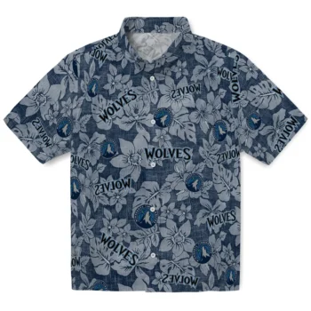 minnesota timberwolves hibiscus oasis midnight blue hawaiian shirts best selling