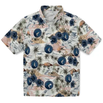 minnesota timberwolves hibiscus seaside white hawaiian shirts best selling