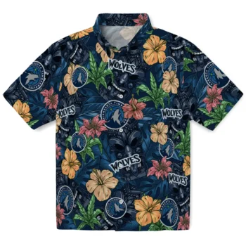 minnesota timberwolves tiki jungle midnight blue hawaiian shirts best selling