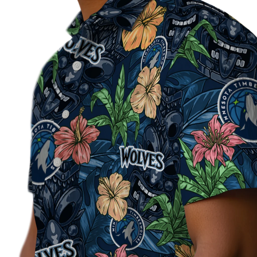 Minnesota Timberwolves Hawaiian Shirt - Hibiscus Tiki Jungle minnesota timberwolves tiki jungle midnight blue hawaiian shirts trendy