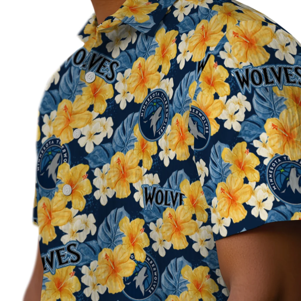 Minnesota Timberwolves Hawaiian Shirt - Hibiscus Tropics minnesota timberwolves hibiscus tropics midnight blue yellow hawaiian shirts trendy