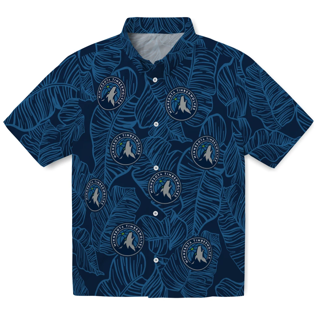 Minnesota Timberwolves Hawaiian Shirt - Leaf Outline minnesota timberwolves leaf outline midnight blue hawaiian shirts best selling