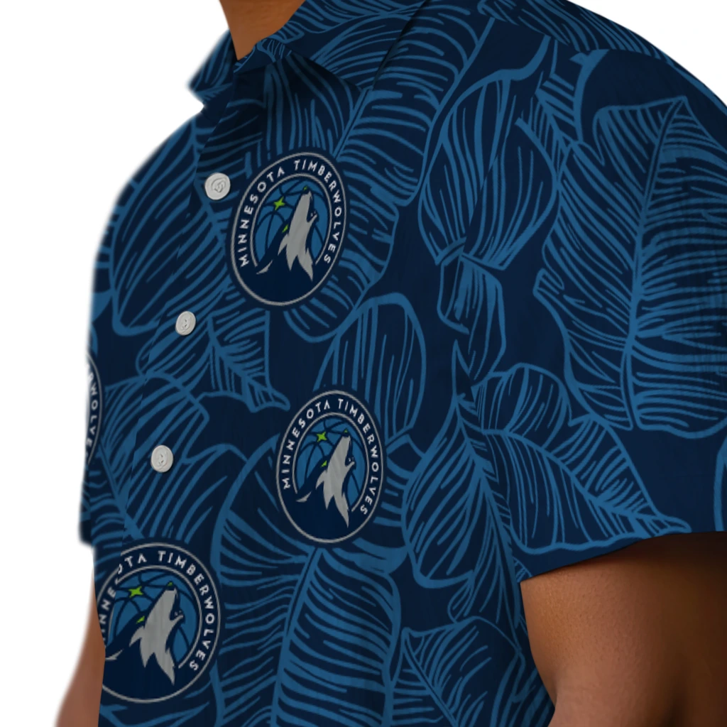 Minnesota Timberwolves Hawaiian Shirt - Leaf Outline minnesota timberwolves leaf outline midnight blue hawaiian shirts trendy