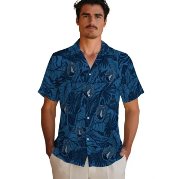 minnesota timberwolves monstera layer midnight blue hawaiian shirts fashion forward