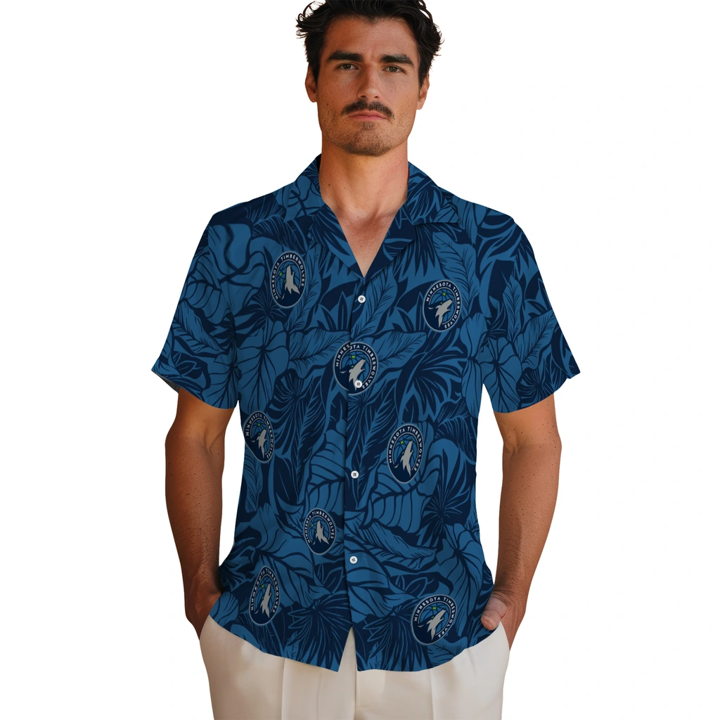 Minnesota Timberwolves Hawaiian Shirt - Monstera Layer minnesota timberwolves monstera layer midnight blue hawaiian shirts fashion forward