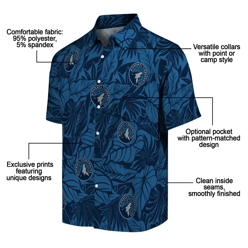 Minnesota Timberwolves Hawaiian Shirt - Monstera Layer minnesota timberwolves monstera layer midnight blue hawaiian shirts new arrival