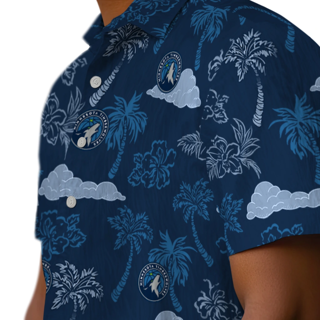 Minnesota Timberwolves Hawaiian Shirt - Palm And Clouds minnesota timberwolves palm and clouds midnight blue hawaiian shirts trendy