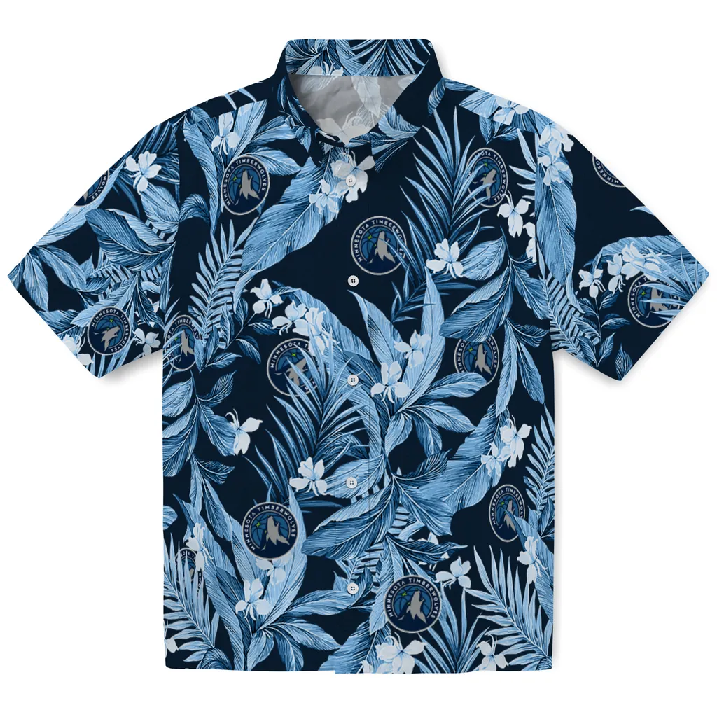 Minnesota Timberwolves Hawaiian Shirt - Palm Leaves minnesota timberwolves palm leaves midnight blue hawaiian shirts best selling