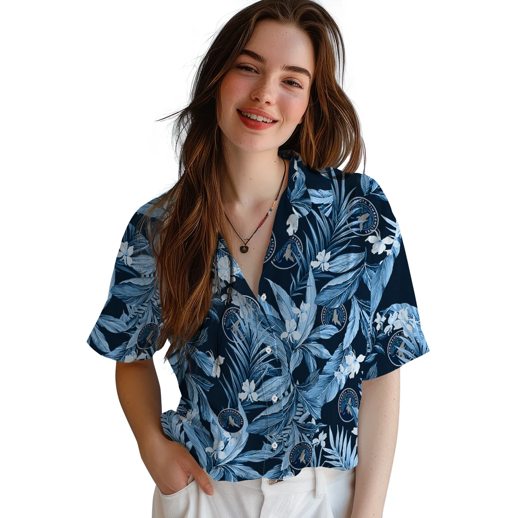 Minnesota Timberwolves Hawaiian Shirt - Palm Leaves minnesota timberwolves palm leaves midnight blue hawaiian shirts latest model