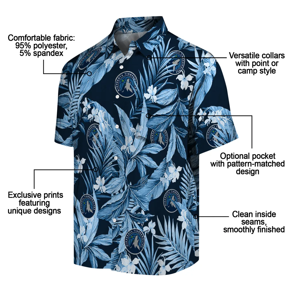 Minnesota Timberwolves Hawaiian Shirt - Palm Leaves minnesota timberwolves palm leaves midnight blue hawaiian shirts new arrival
