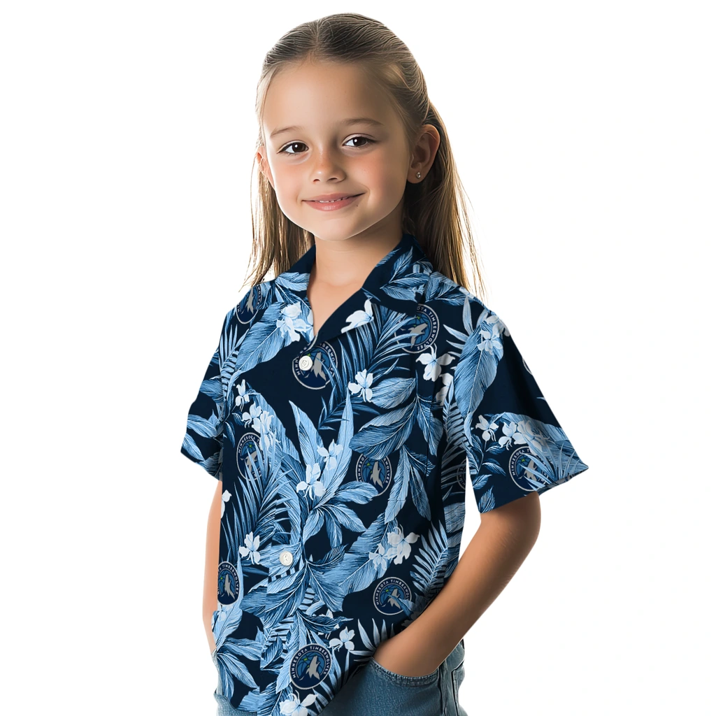 Minnesota Timberwolves Hawaiian Shirt - Palm Leaves minnesota timberwolves palm leaves midnight blue hawaiian shirts premium grade
