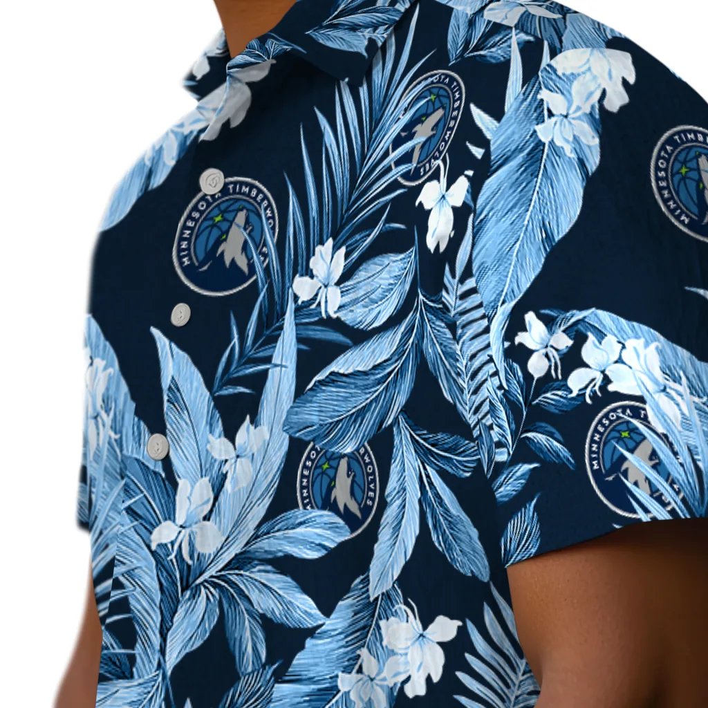 Minnesota Timberwolves Hawaiian Shirt - Palm Leaves minnesota timberwolves palm leaves midnight blue hawaiian shirts trendy