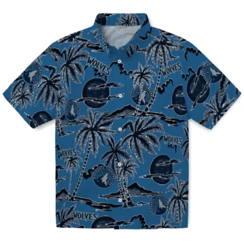 minnesota timberwolves palm sunset hawaiian shirts best selling
