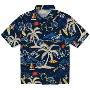 minnesota timberwolves palm tree island midnight blue hawaiian shirts best selling