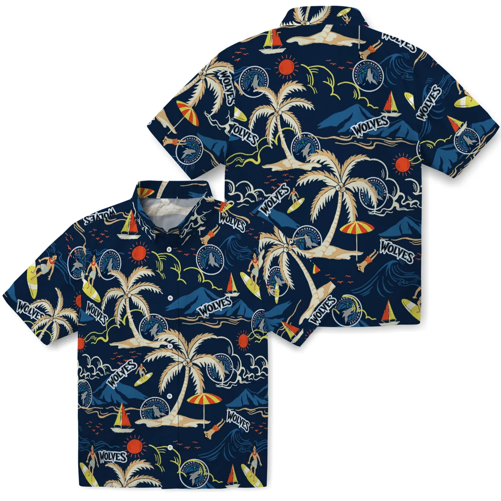 Minnesota Timberwolves Hawaiian Shirt - Palm Tree Island minnesota timberwolves palm tree island midnight blue hawaiian shirts high quality