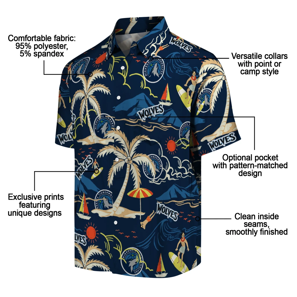 Minnesota Timberwolves Hawaiian Shirt - Palm Tree Island minnesota timberwolves palm tree island midnight blue hawaiian shirts new arrival