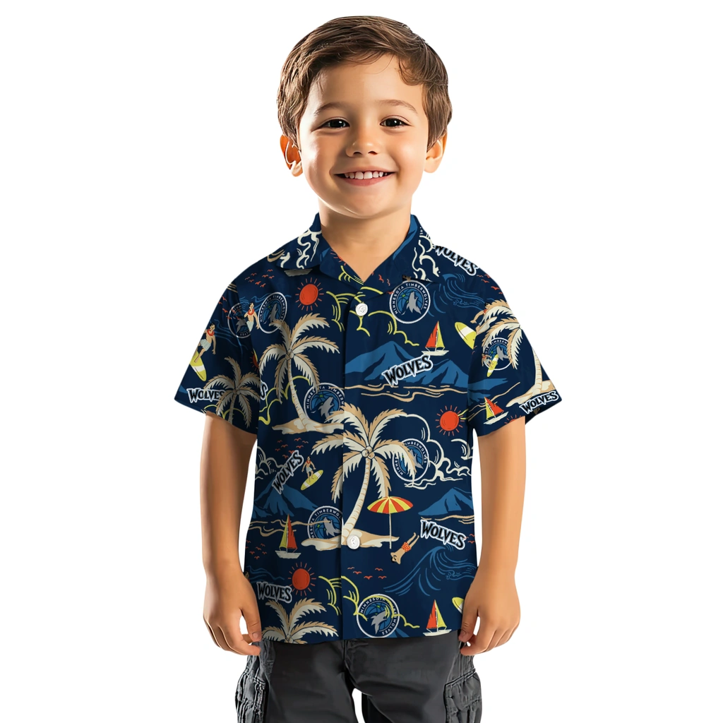 Minnesota Timberwolves Hawaiian Shirt - Palm Tree Island minnesota timberwolves palm tree island midnight blue hawaiian shirts top rated